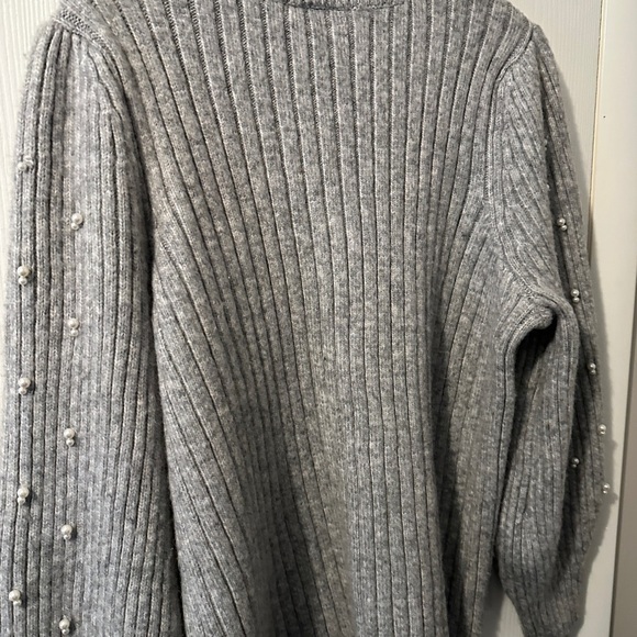 Lane Bryant Gray Cowl Neck Sweater with Ribbed Texture - Picture 5 of 5